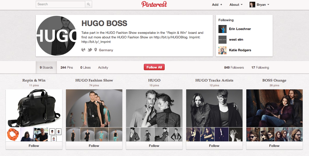 verkiezing ziekte Op te slaan Hugo Boss Creates a Contest Using Social Media Site Pinterest | Bryan Nagy  - Marketing Insight